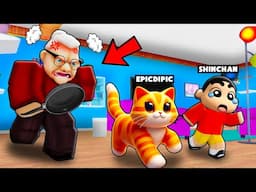 CAT vs GRANNY with Shinchan in Roblox !!!