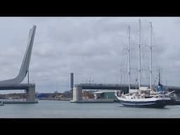 Eendracht Schooner from Rotterdam passing through the Gull Wing Bridge at Lowestoft 19th April 2025