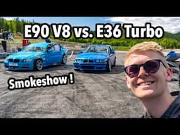 Årets Første Banedag Med Min Svenske BMW E36 Turbo! Mye Går Galt og Noe bra Twin Drifting.