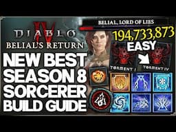 Diablo 4 - New Best S8 HIGHEST DAMAGE Sorcerer Build Guide - New OP Lightning Spear Fast Torment 4!