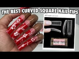 The Best Curved Square Nail Tips | 90s Inspired Nails | Amazon Nail Finds | Novo Ovo Nails