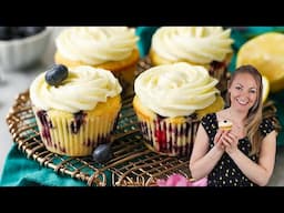 Lemon Blueberry Cupcakes made with Fresh Lemon and Blueberries