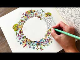 Whimsical scene in Magical Worlds from Johanna Basford 🌳✨ Cozy Coloring Session