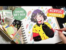 🍭 Unboxing Ohuhu Gift Box / New Ohuhu Nahuku Acrylic Markers Set Review