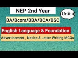 2nd Year English Language & Foundation Unit 4। FC Eng 2nd Year। Advertisement।Notice।Letter Writing