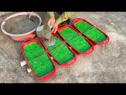 Detailed and Beautiful // Use plastic trash cans to make hexagonal cement pots