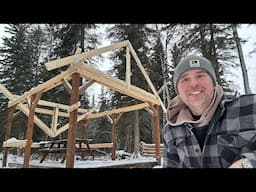 EXTREME COLD  -30! Building a pavilion, outdoor kitchen in the bitter cold!