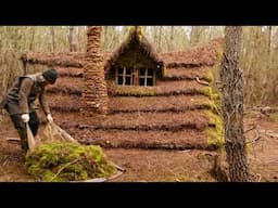 Man Builds BUSHCRAFT CABIN in the Rainy Forest with Fireplace| by @ATHOSOutdoorProspector​