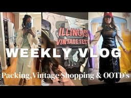 Weekly Vlog | Thrifting at 8ty4Vintage Sale, Illinois Vintage Fest Haul,  Packing & More!