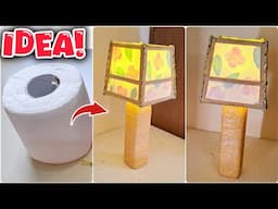 Great Recycling Idea!♻️👍With Toilet Paper and Glass Bottle! 🥰 Upcycling | Lamp, home decor