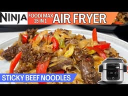 STICKY BEEF NOODLES *AIR FRY* NINJA FOODI Recipe | Hoisin & Oyster Sauce | Crispy Chilli Steak