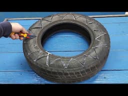 Brilliant idea from an old car tire and a rusty saw