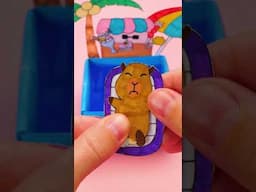 Paper Pool for a Chill Capybara?! 🛁🐾 DIY Fun! #diy #papercraft #capybara #shorts