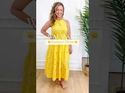 Walmart Summer Fashion Find under $30☀️ Yellow Eyelet Dress #affordablefashion #walmartfashion