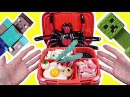 Minecraft Movie Steve Packs School Lunch with Dennis and Creeper Dolls at the House Game