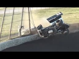 MASSIVE hard hit crash - 2025 360 Sprint Cars @ Salina