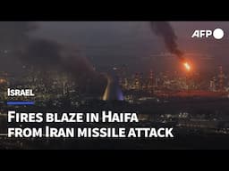 Fires blaze in Haifa following Iran missile attack | AFP