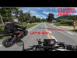 KTM 390, Triumph 765R and a scooter!! Superb roads and scenery. Thailand