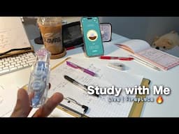 Study with me Live |  Let's focus 🍀🙇🏻‍♀️ no chat 🔥 Fireplace ASMR