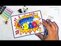 Awesome Father's Day DIY Card with Bubble Letters Comic Style