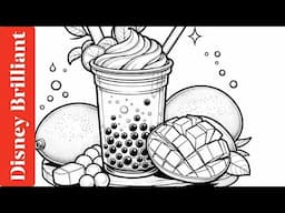 Kawaii Mango Milkshake Coloring! 🎨🧡 Adorable & Relaxing l Disney Brilliant Sweet Mango Milkshake Art