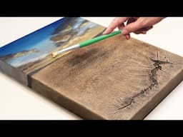 Cracked Earth & Distant Storms | Painting a Landscape with Crackle Paste!