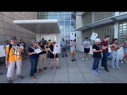 COGS members and protestors sing “Go to Hell Board of Regents” during a protest on June 11, 2025