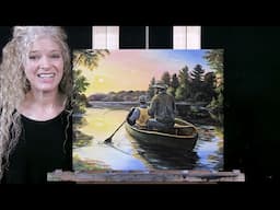 FATHER'S DAY FISHING- Learn How to draw and Paint with Acrylics - Easy Beginner Acrylic Painting