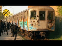Subway Trains Rolling on the Street