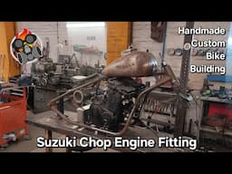 Rigid Suzuki Engine fit. Mounting parts. Handmade Custom Bike Building #chop #handmade #engineering