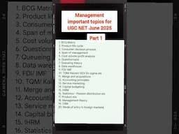 Management Important Topics / Part-1/ UGC NET June 2025 #quickrevision #ugcnet #drbarkhagupta