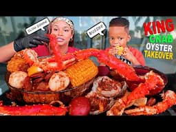 2X SPICY KING CRAB OYSTER "TAKEOVER" SEAFOOD BOIL MUKBANG