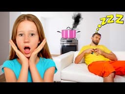Nastya and sleeping dad story