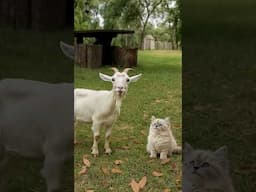 Goat Sound Video 🤣 Cats Scared By Goat ! #cute #goat