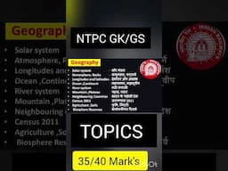 RRB NTPC Exam के लिए Important Topics | GK Strategy #rrbntpc