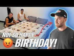 We turned his Bed into a Massive Cake!