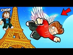 ROBLOX CHOP AND FROSTY FLY DOWN FROM EFFIEL TOWER CHALLENGE