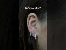 Stacked lobe piercings with crystal upgrades💎