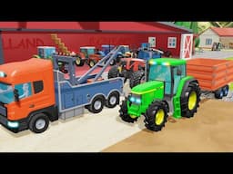 Tractor Tire Disaster | Tow Truck with Hook Comes to the Rescue!