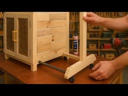 Useful Creative Woodworking Design Ideas // DIY Storage Cabinet with Clothes Rack