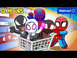 24 Hour OVERNIGHT at WALMART in Roblox With MY SPIDEY FRIENDS!