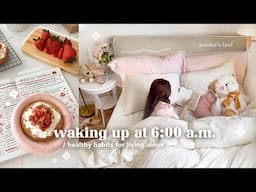 waking up at 6AM vlog🍓 healthy habits & easy meal ideas, designing a sticker sheet, skincare routine