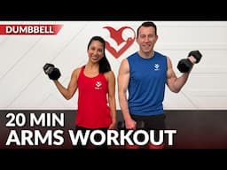 20 Min Dumbbell Arm Workout at Home - Biceps and Triceps Workout with Weights for Women & Men