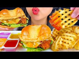 ASMR CHICK-FIL-A SMOKEHOUSE BBQ BACON CRISPY CHICKEN SANDWICH WITH WAFFLE FRIES