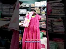 Georgette Saree Converted To Frock & Satin Dupatta Customized by Iraivi, Erode..WhatsApp @9629762795