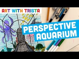 How to Draw a Perspective Aquarium With 1 Point Perspective Art Lesson - Art With Trista