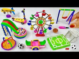 DIY How To Make Polymer Clay Miniature Playground Set with Ferris Wheel, Slide, See saw, Sacooty pt4