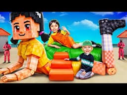 From NERD to GIANT Squid Game Doll & Squid Game Boy in Minecraft!