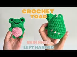 LEFT HAND Crochet Toad Frog Amigurumi Tutorial for Beginners Step by Step Tutorial How to Crochet