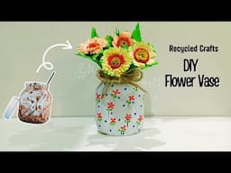 DIY Aesthetic Flower Vase | Recycled Nutella Jar | DIY Paper Flowers Bouquet